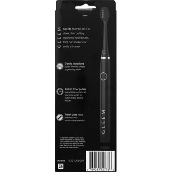 Gleem Battery Powered Electric Toothbrush, Black - Picture 3 of 8